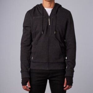 Baubax travel friendly sweatshirt zip front multiple pockets XXL black heather